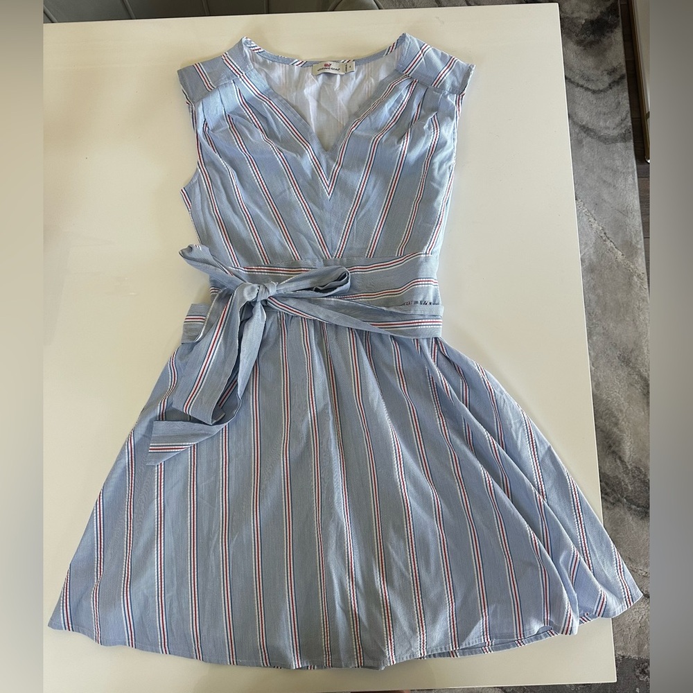 Vineyard Vines Striped Sleeveless Dress with Belt